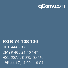 Color code: RGB 74 108 136 | qconv.com