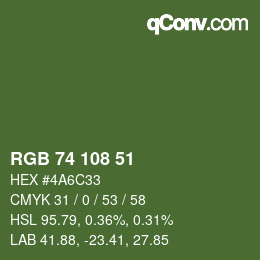 Farbcode: RGB 74 108 51 | qconv.com