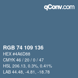 Color code: RGB 74 109 136 | qconv.com