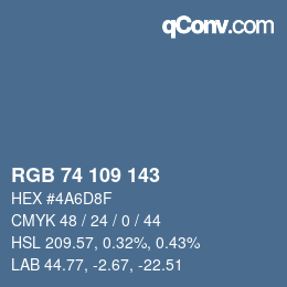 Color code: RGB 74 109 143 | qconv.com