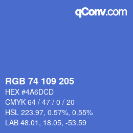 Color code: RGB 74 109 205 | qconv.com