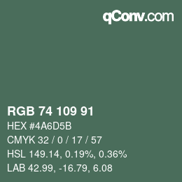 カラーコード: RGB 74 109 91 | qconv.com