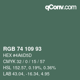 カラーコード: RGB 74 109 93 | qconv.com
