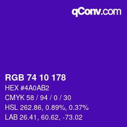 カラーコード: RGB 74 10 178 | qconv.com