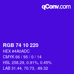 カラーコード: RGB 74 10 220 | qconv.com