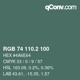 カラーコード: RGB 74 110.2 100 | qconv.com