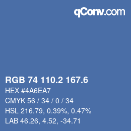 カラーコード: RGB 74 110.2 167.6 | qconv.com