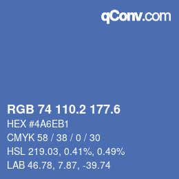 カラーコード: RGB 74 110.2 177.6 | qconv.com