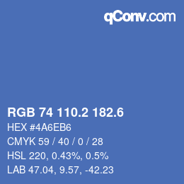 カラーコード: RGB 74 110.2 182.6 | qconv.com