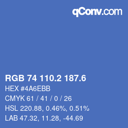 カラーコード: RGB 74 110.2 187.6 | qconv.com