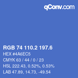 カラーコード: RGB 74 110.2 197.6 | qconv.com