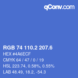カラーコード: RGB 74 110.2 207.6 | qconv.com