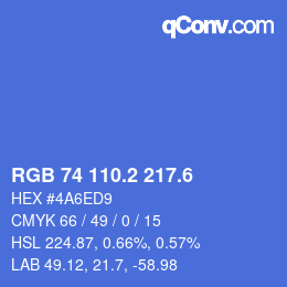 カラーコード: RGB 74 110.2 217.6 | qconv.com