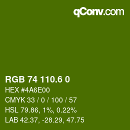 カラーコード: RGB 74 110.6 0 | qconv.com
