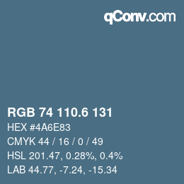 カラーコード: RGB 74 110.6 131 | qconv.com