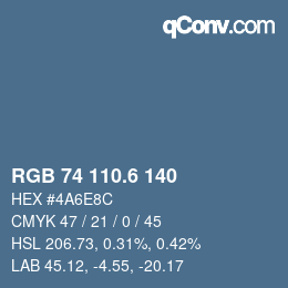 カラーコード: RGB 74 110.6 140 | qconv.com