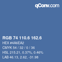 カラーコード: RGB 74 110.6 162.6 | qconv.com