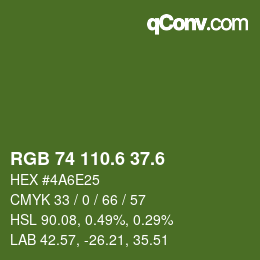 カラーコード: RGB 74 110.6 37.6 | qconv.com