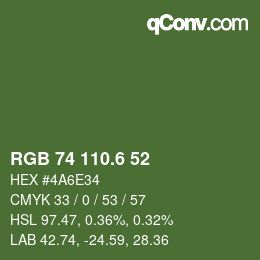 カラーコード: RGB 74 110.6 52 | qconv.com