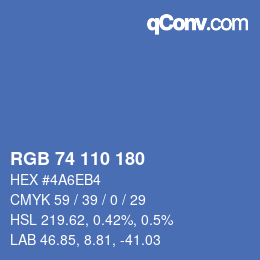 カラーコード: RGB 74 110 180 | qconv.com