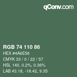 颜色代码: RGB 74 110 86 | qconv.com