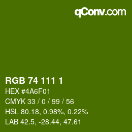 カラーコード: RGB 74 111 1 | qconv.com