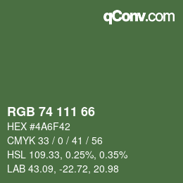 カラーコード: RGB 74 111 66 | qconv.com