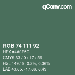 カラーコード: RGB 74 111 92 | qconv.com
