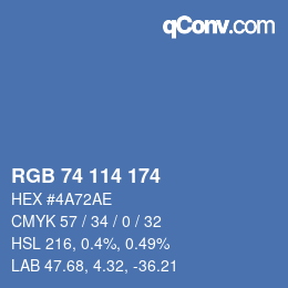 Color code: RGB 74 114 174 | qconv.com