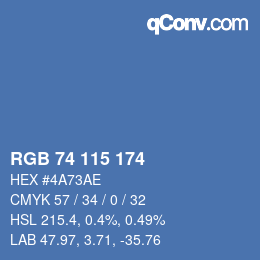 Color code: RGB 74 115 174 | qconv.com