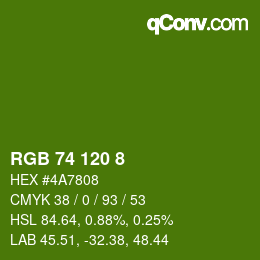 颜色代码: RGB 74 120 8 | qconv.com