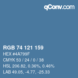 颜色代码: RGB 74 121 159 | qconv.com