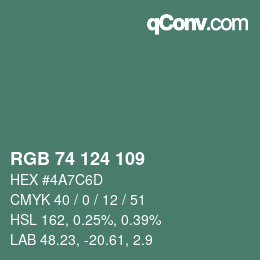 Code couleur: RGB 74 124 109 | qconv.com