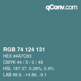 颜色代码: RGB 74 124 131 | qconv.com