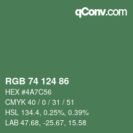 カラーコード: RGB 74 124 86 | qconv.com