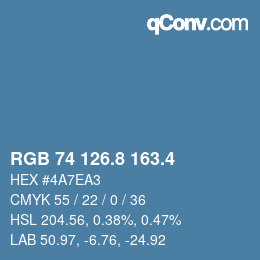カラーコード: RGB 74 126.8 163.4 | qconv.com