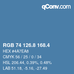 カラーコード: RGB 74 126.8 168.4 | qconv.com