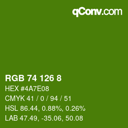 颜色代码: RGB 74 126 8 | qconv.com