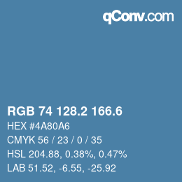 カラーコード: RGB 74 128.2 166.6 | qconv.com