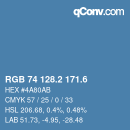 カラーコード: RGB 74 128.2 171.6 | qconv.com