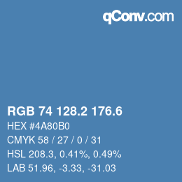 カラーコード: RGB 74 128.2 176.6 | qconv.com