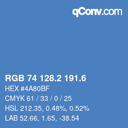 カラーコード: RGB 74 128.2 191.6 | qconv.com