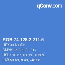 カラーコード: RGB 74 128.2 211.6 | qconv.com