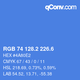 カラーコード: RGB 74 128.2 226.6 | qconv.com