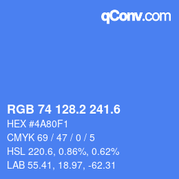 カラーコード: RGB 74 128.2 241.6 | qconv.com