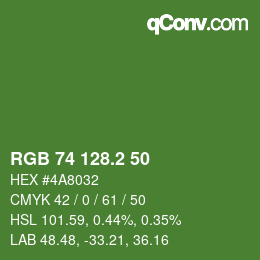 カラーコード: RGB 74 128.2 50 | qconv.com