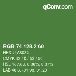 カラーコード: RGB 74 128.2 60 | qconv.com