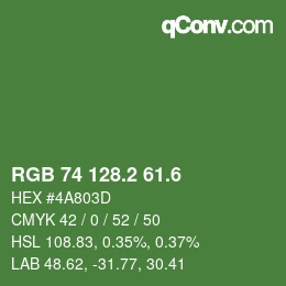 カラーコード: RGB 74 128.2 61.6 | qconv.com