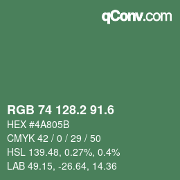 カラーコード: RGB 74 128.2 91.6 | qconv.com