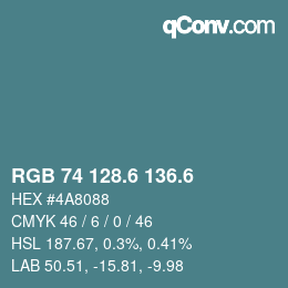 カラーコード: RGB 74 128.6 136.6 | qconv.com
